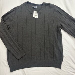 Club Room Men's Dark Gray V-Neck Ribbed Sweater